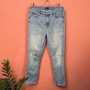 MOTHER Blue Ankle Cropped Jeans Relaxed Fit